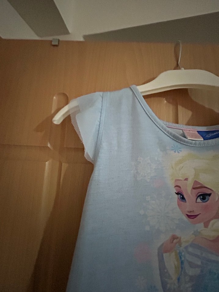 Kız Çocuk Mavi Pamuklu Elsalı Elbise - Görsel 4