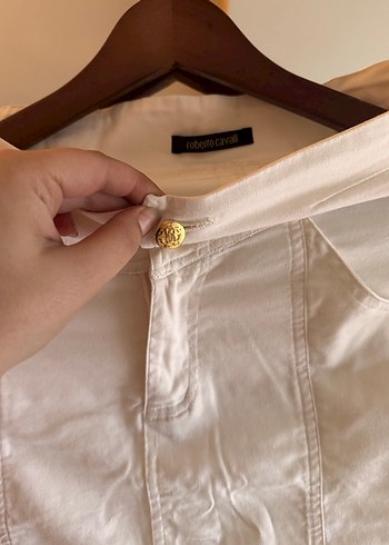 Roberto Cavalli Altın Düğmeli Beyaz Kalem Etek - Görsel 2