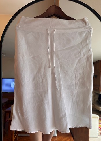 Mango Beyaz Midi Keten Salaş Etek - Görsel 2