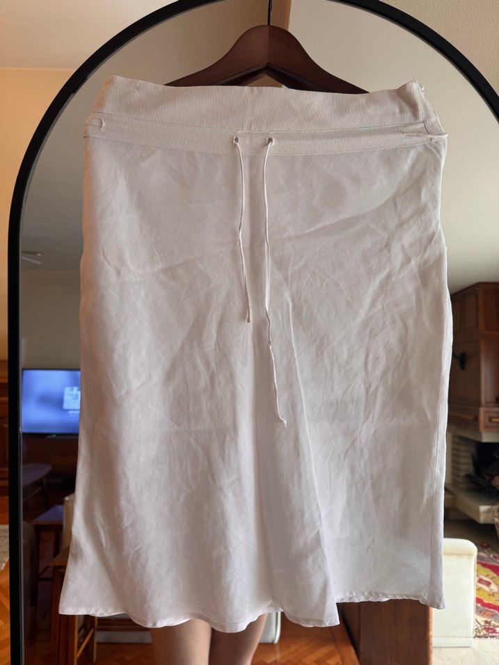 Mango Beyaz Midi Keten Salaş Etek - Görsel 2