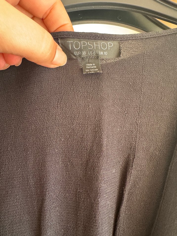 Topshop Siyah V Yakalı Kemerli Kadın Bluz - Görsel 2