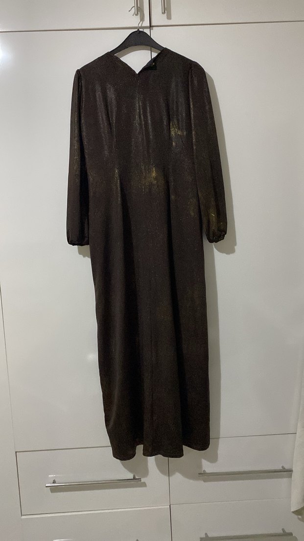 Uzun Siyah Simli Özel Dikim Kadın Elbise - Görsel 2