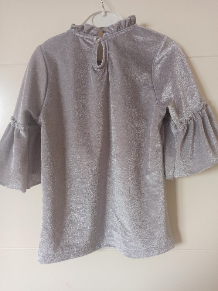 Kız Çocuk Gri Dantelli yarım kollu bluz - Görsel 2