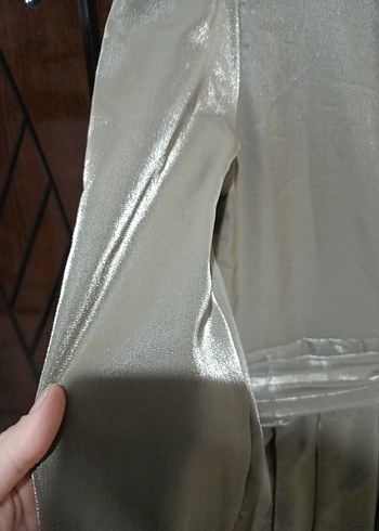 Haki Uzun Drapeli Kadın Abiye Elbise - Görsel 7