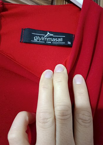 Kırmızı Uzun Kol Drapeli Abiye Elbise - Görsel 6