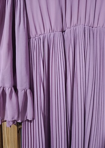 Mor Piliseli Uzun Bohem Elbise - Görsel 3