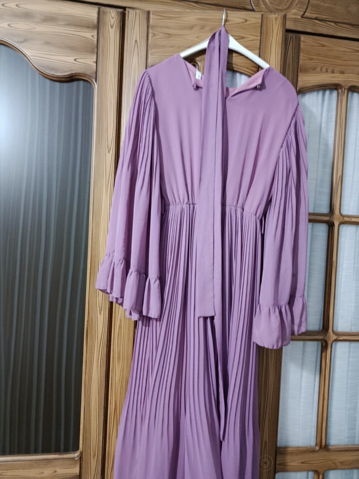 Mor Piliseli Uzun Bohem Elbise - Görsel 4