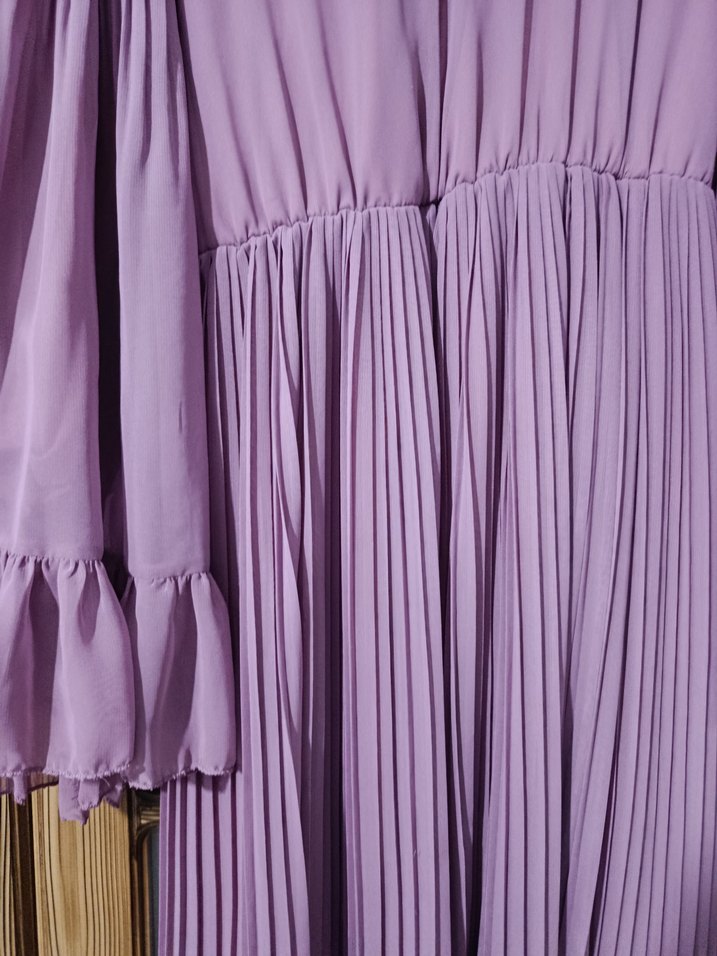 Mor Piliseli Uzun Bohem Elbise - Görsel 3