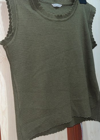 Kadın Keten Haki Triko Süveter - Görsel 2