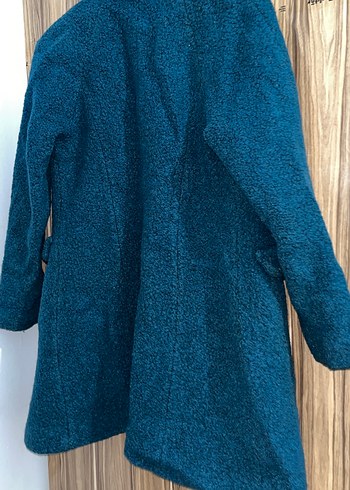 Düğmeli Mavi Midi Kadın Kaban - Görsel 3