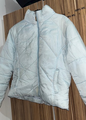 Düğmeli Gri Kadın Kışlık mont - Görsel 2