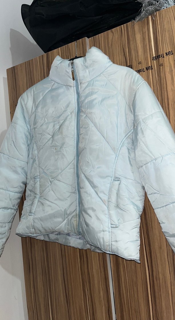 Düğmeli Gri Kadın Kışlık mont - Görsel 2