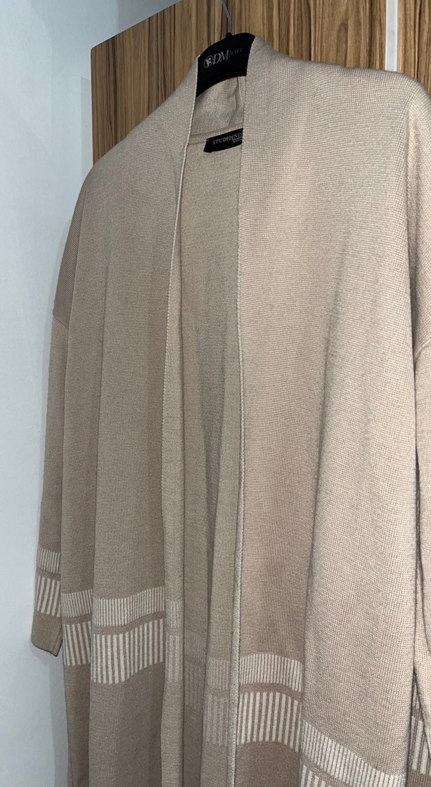 Bej Uzun Örgü Kadın Hırka - Görsel 2