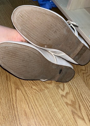 Beyaz Tokalı kadın Babet Ayakkabı - Görsel 2