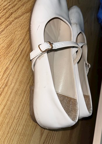 Beyaz Tokalı kadın Babet Ayakkabı - Görsel 3