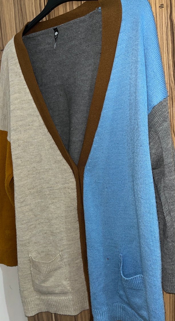 Renk Bloklu Bohem Kadın Hırka - Görsel 2