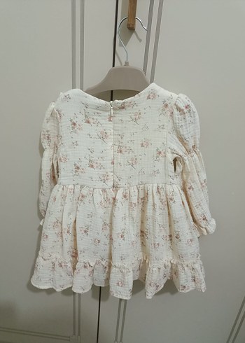 Uzun Kollu Çiçekli Kız Çocuk Elbise - Görsel 2