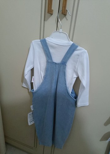 Nakışlı Mavi Erkek Kot Salopet - Görsel 2