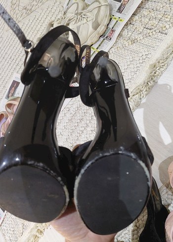 Tokalı Siyah Desenli Yüksek Topuklu Abiye Ayakkabı - Görsel 2