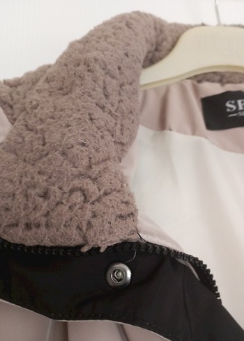 Bej Düğmeli Kadın Mont - Görsel 8