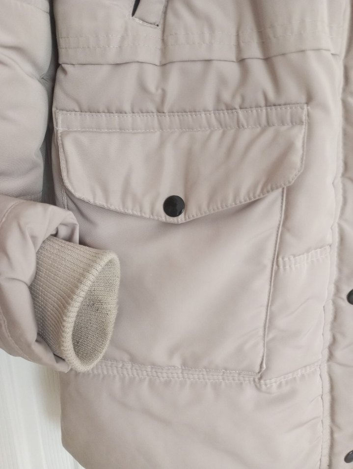 Bej Düğmeli Kadın Mont - Görsel 3