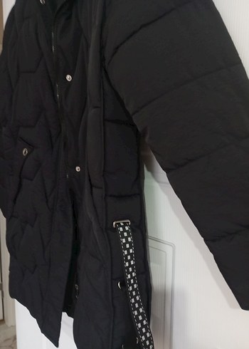 Siyah Düğmeli Midi Kadın Kışlık Mont - Görsel 2