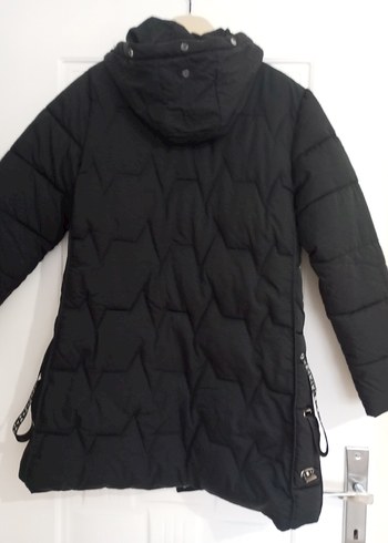 Siyah Düğmeli Midi Kadın Kışlık Mont - Görsel 3