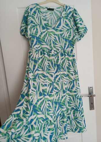 Yeşil Bohem V-Yaka Midi Elbise - Görsel 3