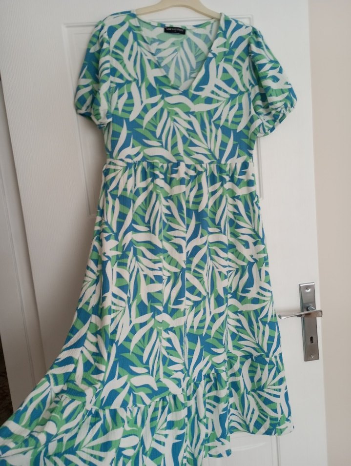 Yeşil Bohem V-Yaka Midi Elbise - Görsel 3