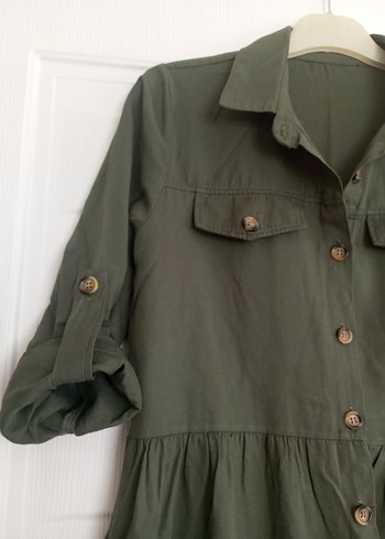 Haki Kadın Uzun Keten Elbise - Görsel 2