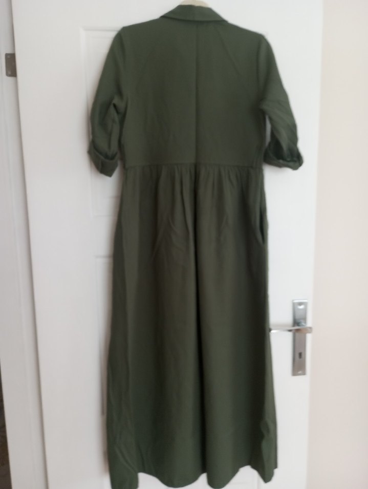 Haki Kadın Uzun Keten Elbise - Görsel 3