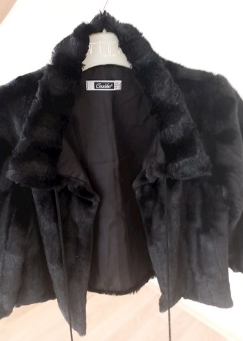 Siyah Peluş Detaylı Mini Ceket - Görsel 2