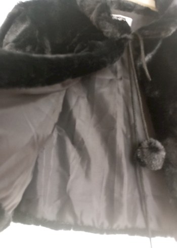 Siyah Peluş Detaylı Mini Ceket - Görsel 4