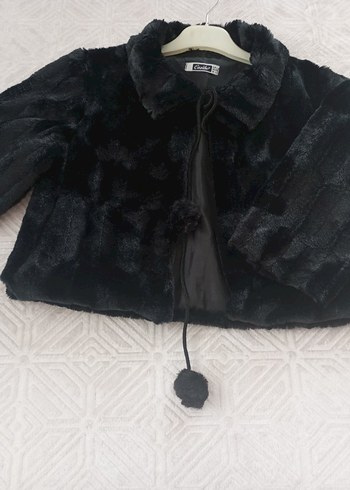 Siyah Peluş Detaylı Mini Ceket - Görsel 3