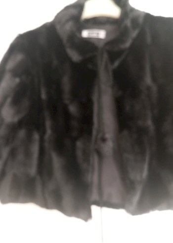 Siyah Peluş Detaylı Mini Ceket - Görsel 7