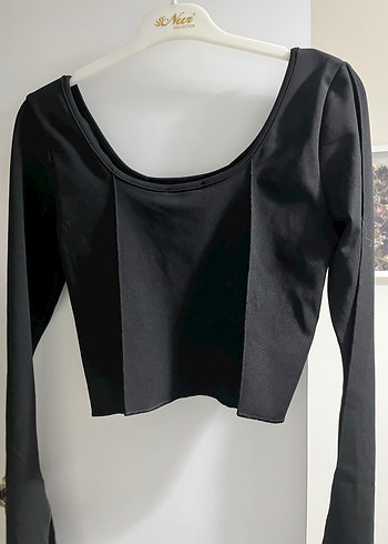 Uzun Kollu Siyah Fitted Bluz - Görsel 2