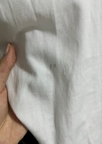 Beyaz Keten Salaş Kadın Gömlek - Görsel 3