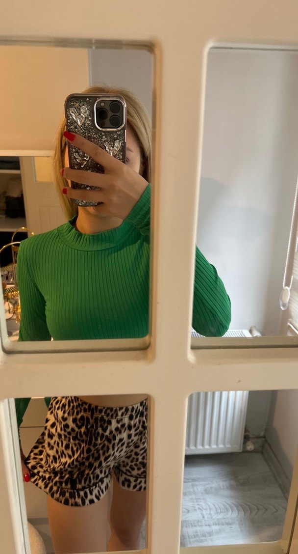 Yeşil Leopar Desenli Boğazlı Triko - Görsel 3