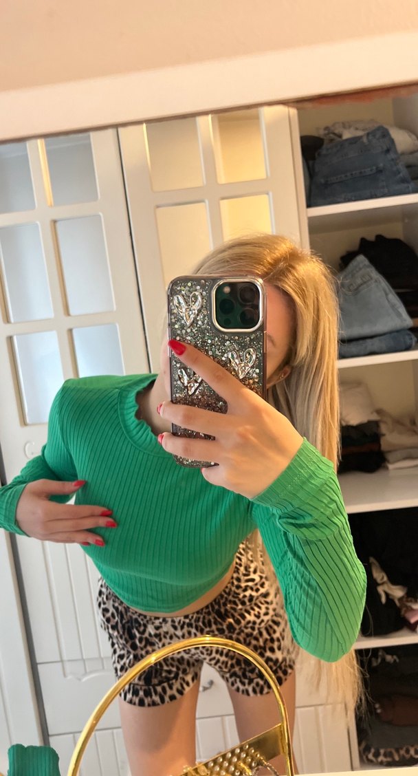 Yeşil Leopar Desenli Boğazlı Triko - Görsel 2