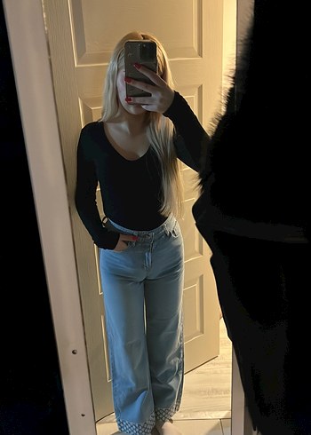 Siyah Dar Kesim Midi Kadın Kot Pantolon - Görsel 2