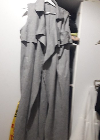 Gri Kemerli Kadın Tulum - Görsel 2