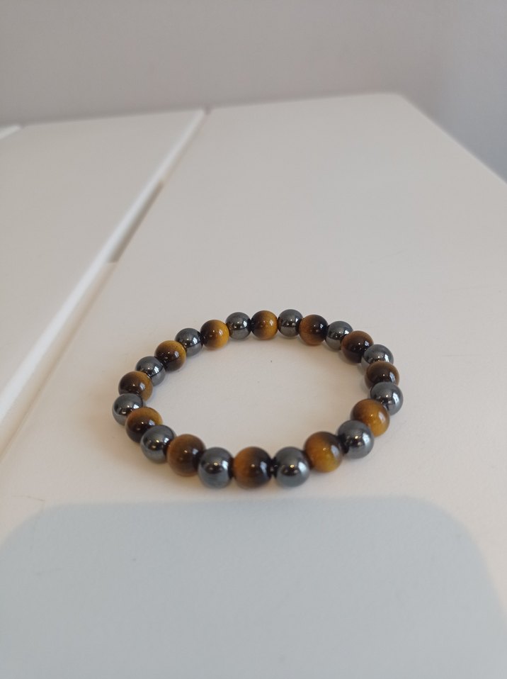 Kaplan gözü ve Hematit Unisex Bileklik - Görsel 3