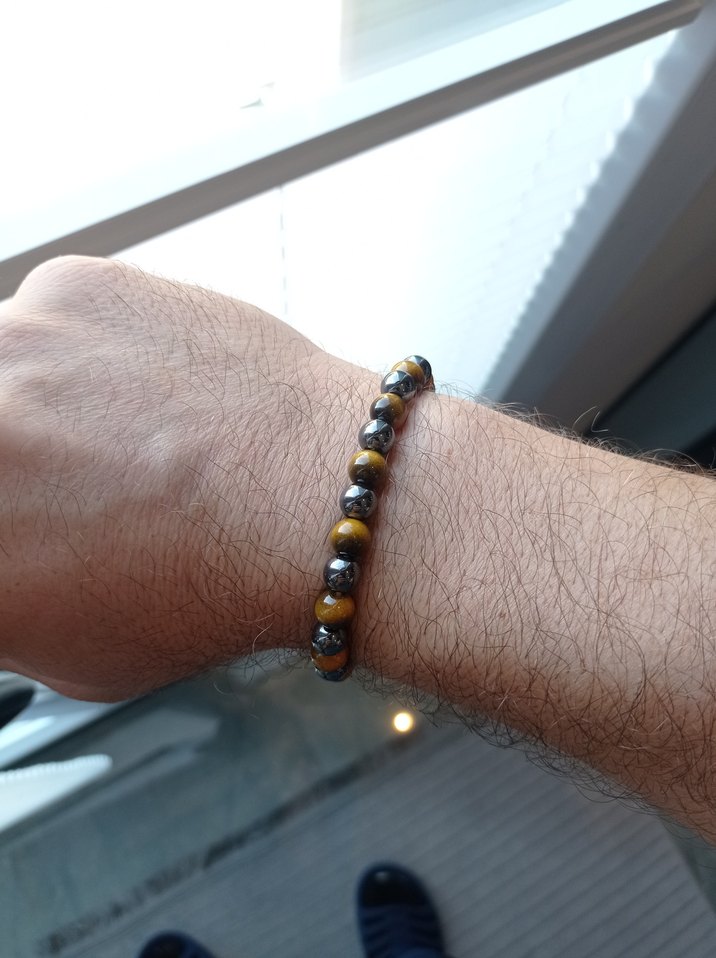 Kaplan gözü ve Hematit Unisex Bileklik - Görsel 2