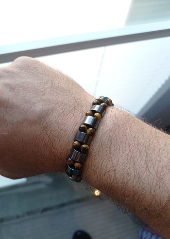 Kaplan gözü ve Hematit Unisex Bileklik - Görsel 3