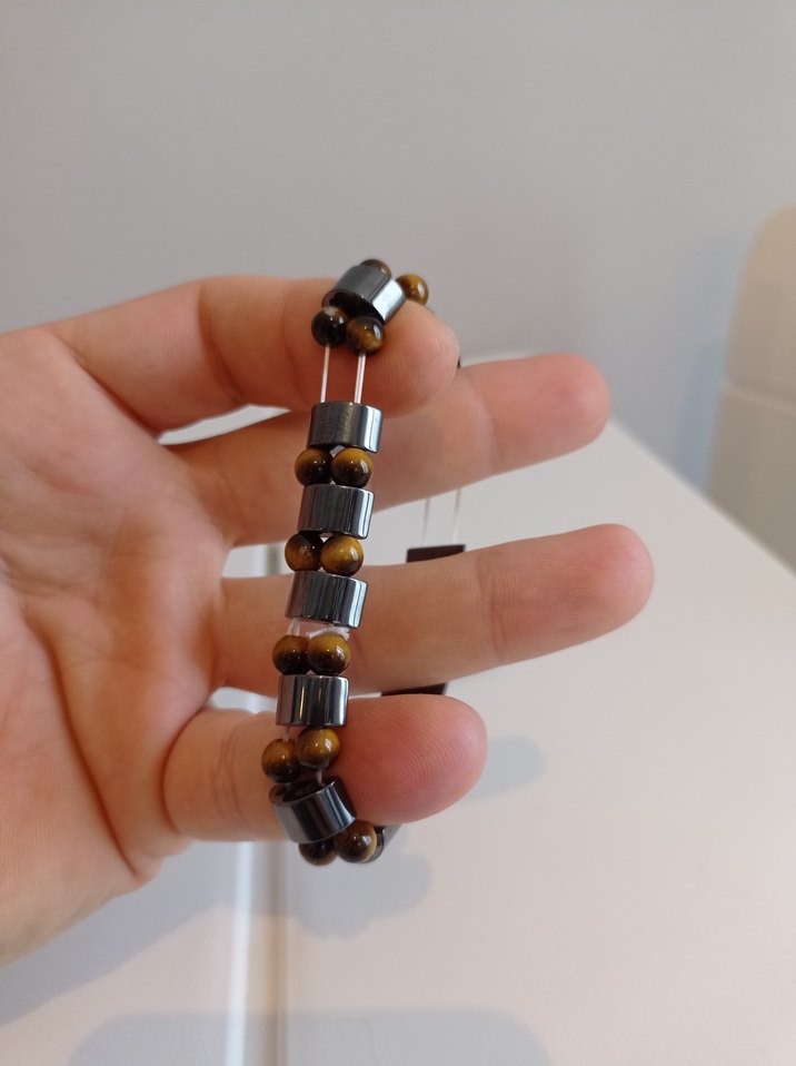 Kaplan gözü ve Hematit Unisex Bileklik - Görsel 5