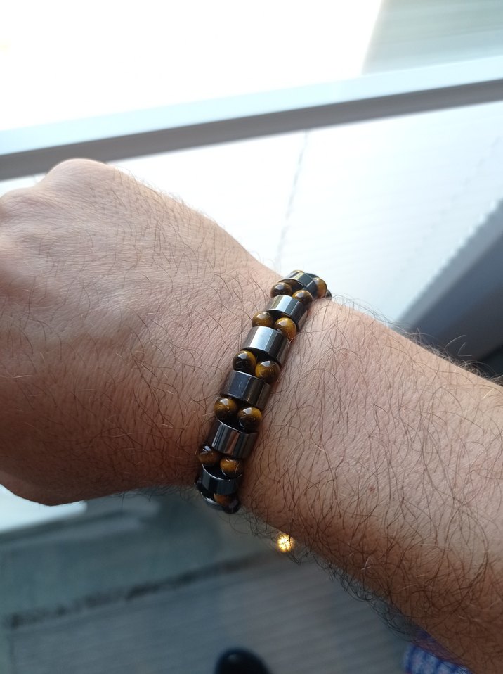 Kaplan gözü ve Hematit Unisex Bileklik - Görsel 3