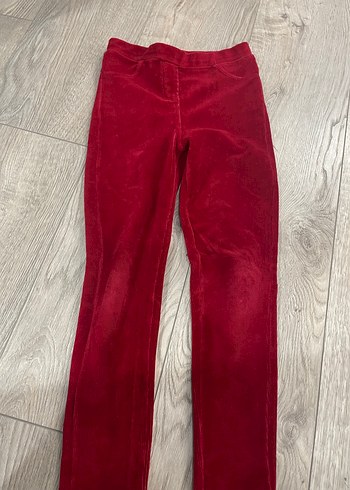 Kızlar için parlak kırmızı süet tayt - Görsel 2