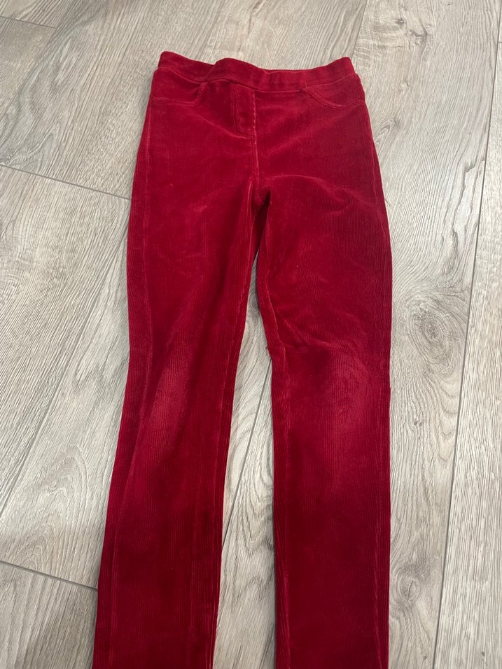 Kızlar için parlak kırmızı süet tayt - Görsel 2