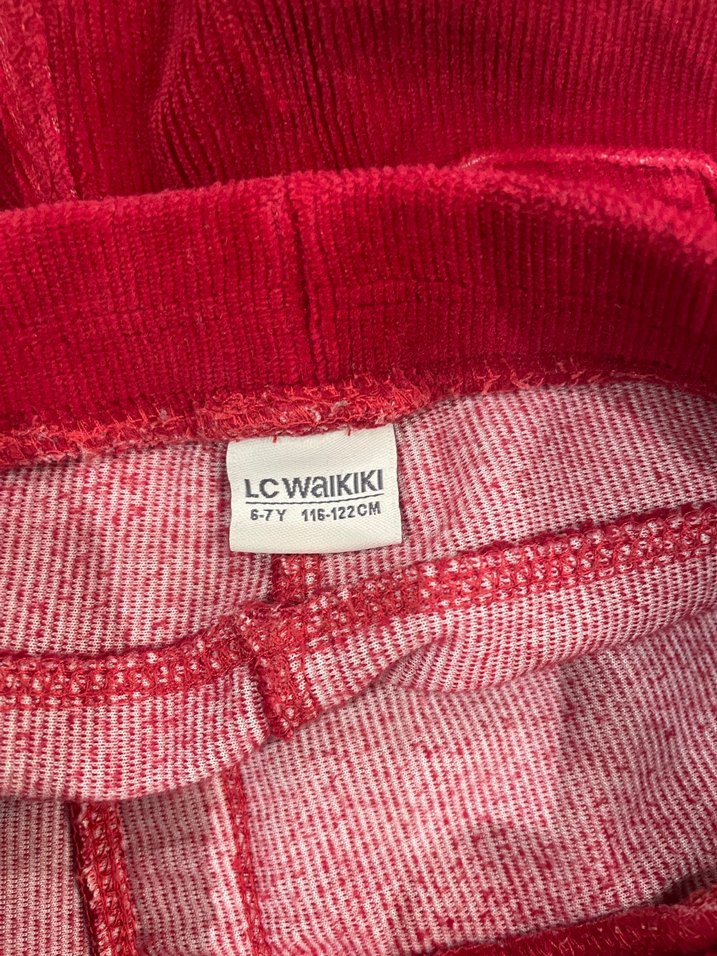 Kızlar için parlak kırmızı süet tayt - Görsel 3