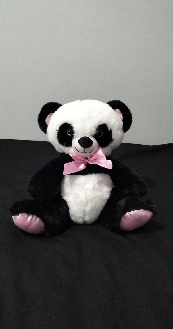 Pembe Kurdeleli Peluş Panda Oyuncak - Görsel 2
